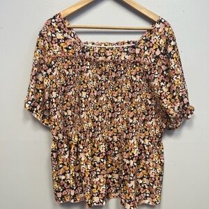 0224-15 floral smockneck Blouse